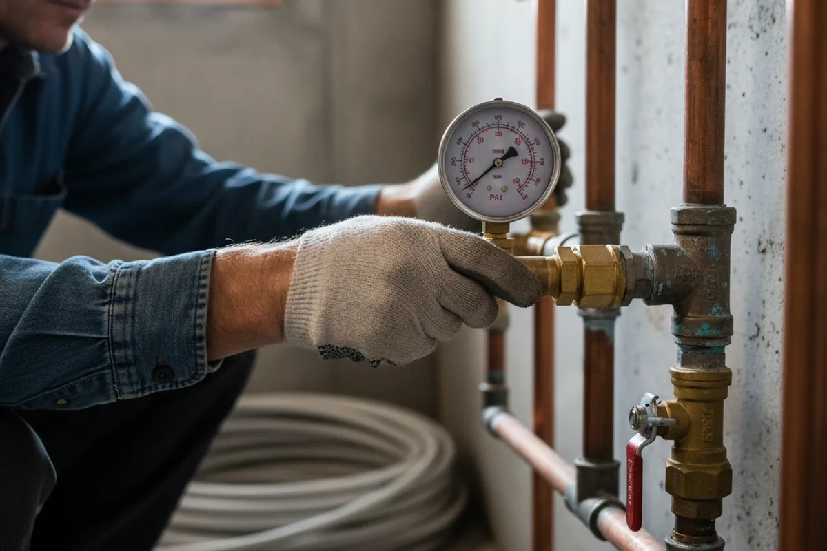 Pressure testing a repaired line during Water Line Repair in Haledon